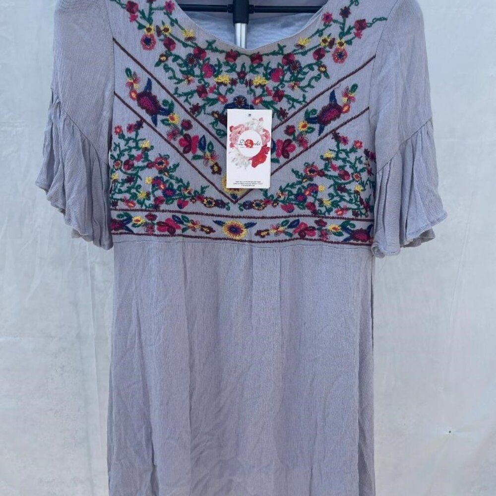 NWT Small Daixeolii Fashion Misses Dress Embroidered Geometric Floral
